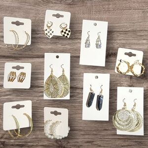 Elegant Gold and Silver Hoop Earrings Lot Of 10